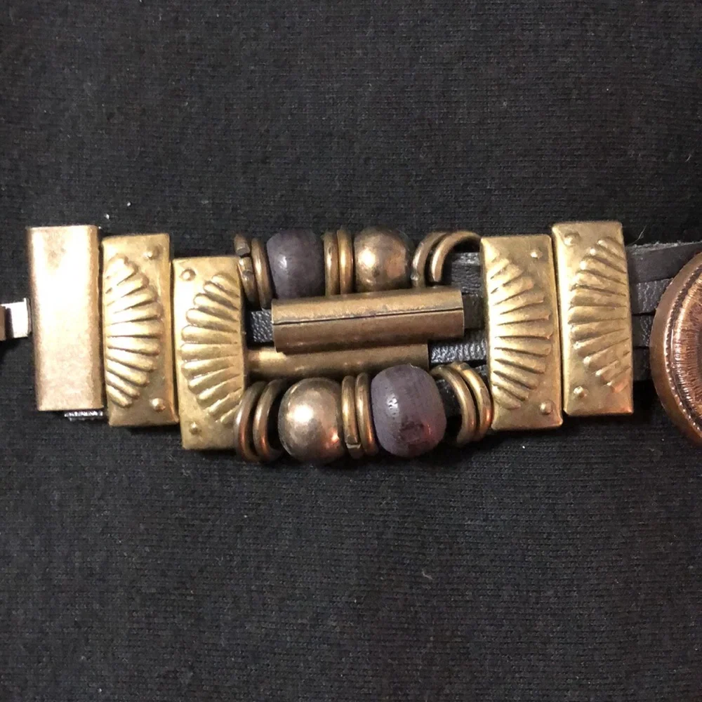 Leather and metal belt size medium